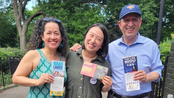 Standing with Yuh-Line Niou and Alexa Avilés