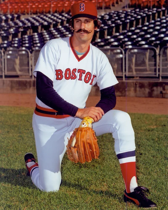 Posed portrait of Rollie Fingers in a Boston Red Sox uniform. (Doug McWilliams/National Baseball Hall of Fame and Museum)