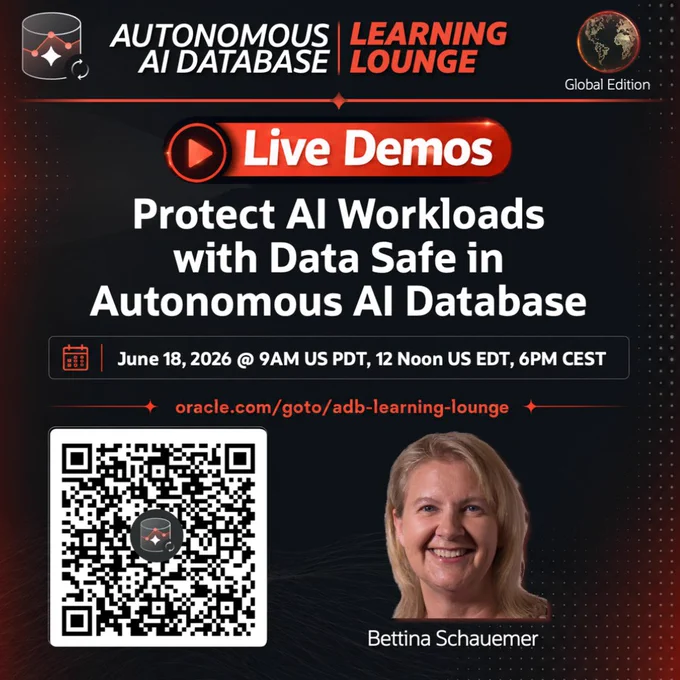 Autonomous AI Database Learning Lounge presents Protect AI Workloads with Data Safe in Autonomous AI Database