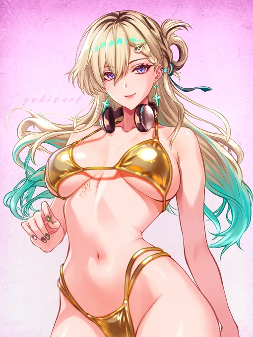 Wuthering Waves Lynae golden week bikini fanart by yuki0art Yuki RT