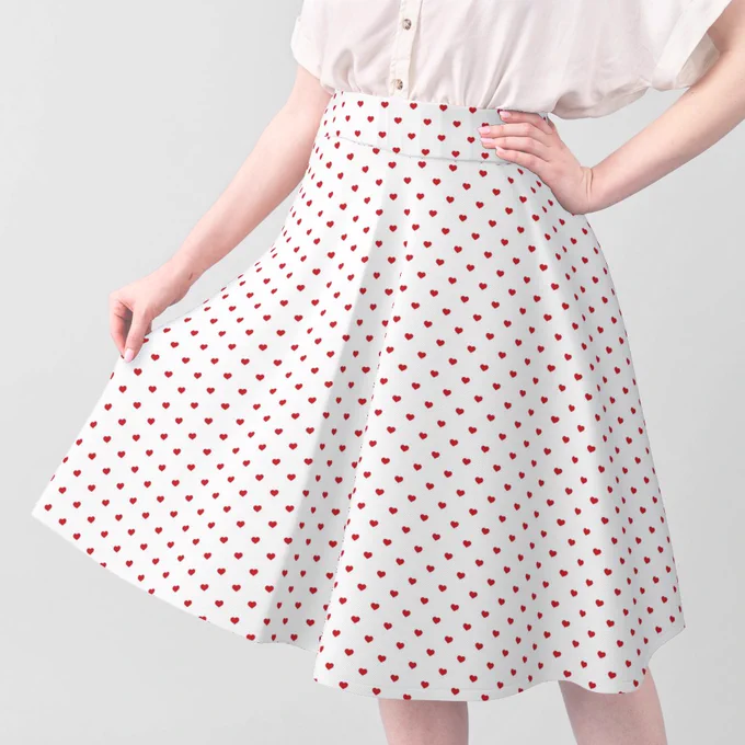 Mini Poppy Red Valentines Polkadot Love Hearts on White Background Fabric surface pattern design image