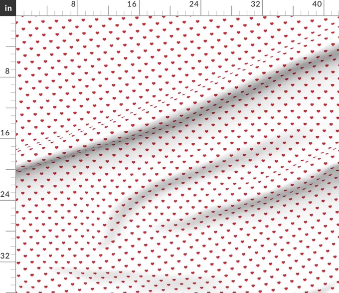 Mini Poppy Red Valentines Polkadot Love Hearts on White Background Fabric surface pattern design image