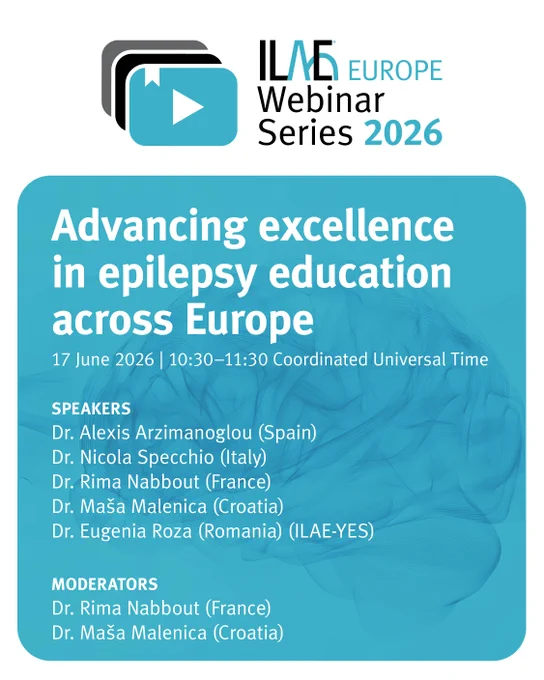 Join us tomorrow, 17 June, for an interactive discussion on shaping the future of epilepsy education in Europe! The ILAE-Europe webinar on "Advancing excellence in epilepsy education across Europe" will bring together experts, educators, trainees, and European chapter representatives to discuss the future of epilepsy education across Europe.

Register now at www.ilae.org/webinar/17june26