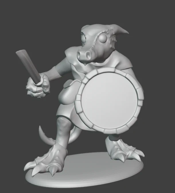 A Kobold with a seax and a shield