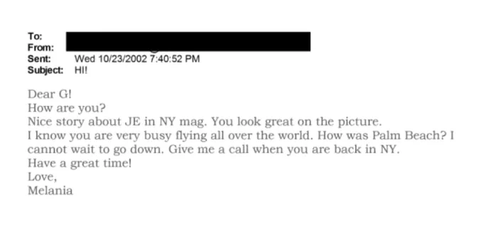 Excerpts of the Epstein files that include First Lady Melania Trump