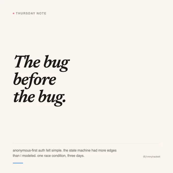 Stylized text highlights a software bug's prelude, reflecting on unexpected complexity and challenges faced during development.