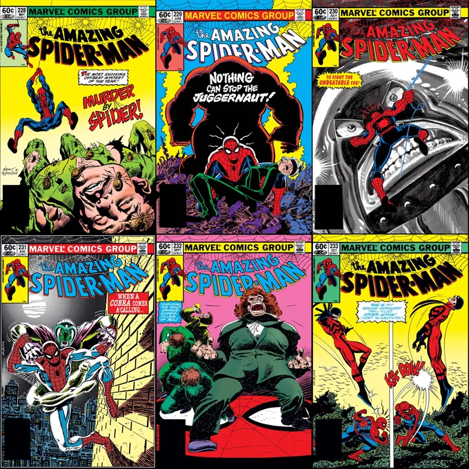 The Amazing Spider-Man #228-233 cover dated May-October 1982.