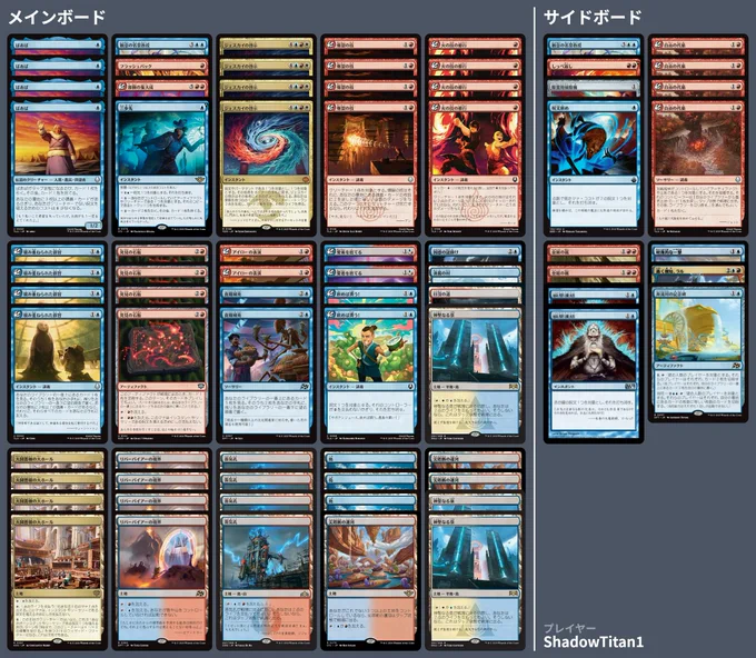 1 Mistrise Village
4 Gran-Gran
4 Great Hall of the Biblioplex
4 Riverpyre Verge
4 Jeskai Revelation
1 Sundown Pass
3 Island
4 Combustion Technique
2 Iroh's Demonstration
4 Firebending Lesson
2 Stock Up
4 Accumulate Wisdom
2 Abandon Attachments
2 It'll Quench Ya!
1 Flashback
4 Tablet of Discovery
3 Hallowed Fountain
3 Spirebluff Canal
1 Improvisation Capstone
4 Steam Vents
1 Three Steps Ahead
1 Emeritus of Ideation
1 Confounding Riddle


1 Emeritus of Ideation
1 Return the Favor
4 Price of Freedom
2 Slagstorm
1 Ghost Vacuum
2 Flashfreeze
1 Spell Snare
1 Disdainful Stroke
1 Ral, Crackling Wit
1 Riverchurn Monument