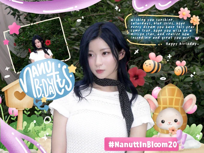 little  rules  before  joining  ᘏ⑅ᘏ  ♡

‎𓄲 repost & like the main thread.
‎𓄲 leave a birthday message for nanutt, tag @jikbitz, add #NanuttInBloom20, and don't forget your chosen account code.

‎example:
‎happy birthday, kak nutt ♡ may this new age bring you lovely surprises and happiness that lingers a little longer 🎀 @jikbitz #NanuttInBloom20   🧀

winners must post a shoutout using the giveaway poster and tag @jikbitz   #NanuttInBloom20.

good luck ‹𝟹 !