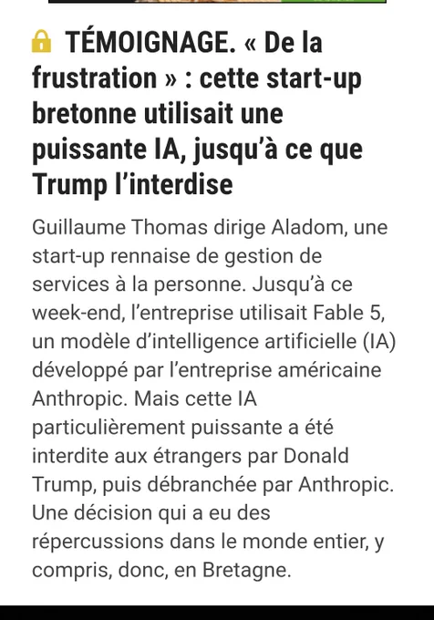 Une copie d'écran d'un article ou une startup rennaise pretend quelle utilisait Fable "jusqu'à ce weekend" alors que le modèle était sorti depuis 3h. 