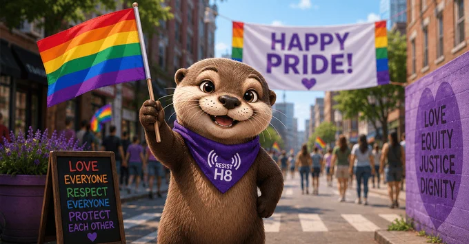 Happy Pride from Resist Hate and our mascot