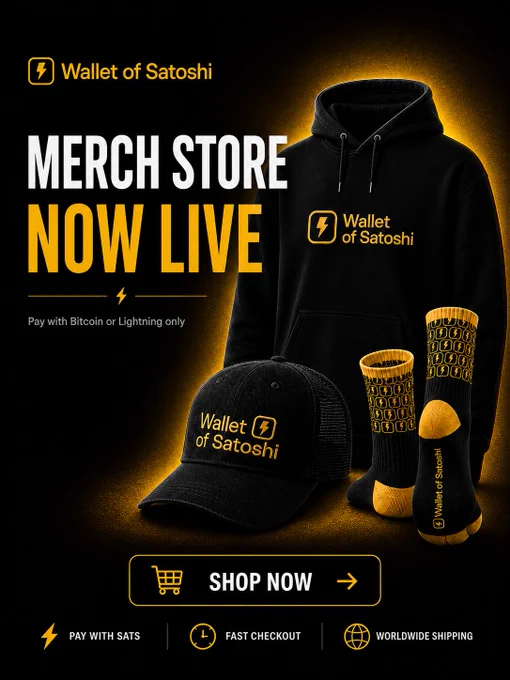 Wallet of Satoshi Merch store now live