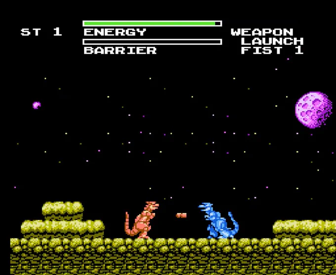Dynowarz: Destruction of Spondylus is not among the worst of the games released in North America for the NES, but neither is it among its top classics, according to Gerstmann, who ranks it as No. 276 on his list of the best to worst NES games. (Advance Communication Company/Bandai)
