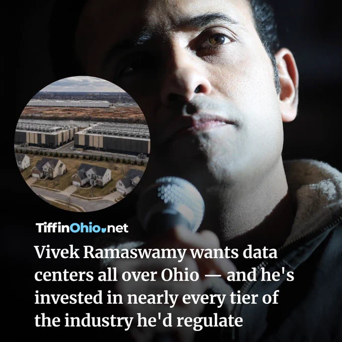 Ramaswamy wants data centers all over Ohio — and he's invested in nearly every tier of the industry he'd regulate