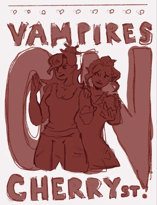 THE VAMPIRES ON CHERRY STREET mock cover with andrea and dalia in front of the text