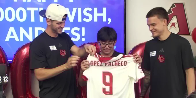 During the celebration, Andres received World Cup-themed gifts and custom jerseys from Make-A-Wish and Phoenix Rising FC.