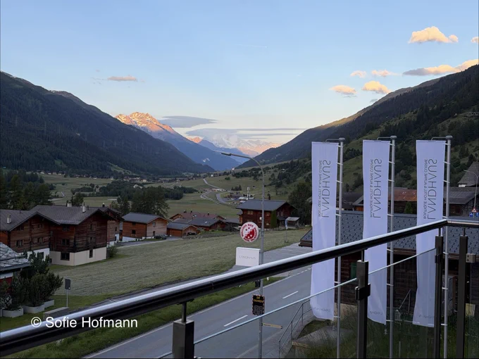 Switzerland 🇨🇭 Early Morning ☀️ 
Swiss Alps View ⛰️ 
Room 205 Balcony, Hotel Landhaus, Münster, Goms, Valais 
© Sofie Hofmann 
#switzerland #valais #goms