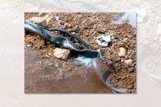Destruction of water networks supplying the Atouf and Ras al-Ahmar areas in the northern Jordan Valley