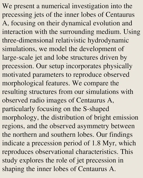 We present a numerical investigation into the precessing jets of the inner lobes of Centaurus A, focusing on their dynamical evolution and interaction with the surrounding medium. Using three-dimensional relativistic hydrodynamic simulations, we model the development of large-scale jet and lobe structures driven by precession. Our setup incorporates physically motivated parameters to reproduce observed morphological features. We compare the resulting structures from our simulations with observed radio images of Centaurus A, particularly focusing on the S-shaped morphology, the distribution of bright emission regions, and the observed asymmetry between the northern and southern lobes. Our findings indicate a precession period of 1.8 Myr, which reproduces observational characteristics. This study explores the role of jet precession in shaping the inner lobes of Centaurus A.