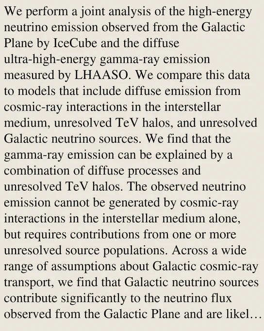 We perform a joint analysis of the high-energy neutrino emission observed from the Galactic Plane by IceCube and the diffuse ultra-high-energy gamma-ray emission measured by LHAASO. We compare this data to models that include diffuse emission from cosmic-ray interactions in the interstellar medium, unresolved TeV halos, and unresolved Galactic neutrino sources. We find that the gamma-ray emission can be explained by a combination of diffuse processes and unresolved TeV halos. The observed neutrino emission cannot be generated by cosmic-ray interactions in the interstellar medium alone, but requires contributions from one or more unresolved source populations. Across a wide range of assumptions about Galactic cosmic-ray transport, we find that Galactic neutrino sources contribute significantly to the neutrino flux observed from the Galactic Plane and are likely responsible for most of this emission.
