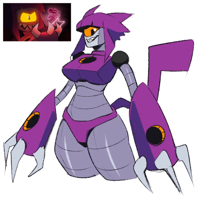 A half body colored sketch of Malice from "GAMEOVERSE: PILOT"