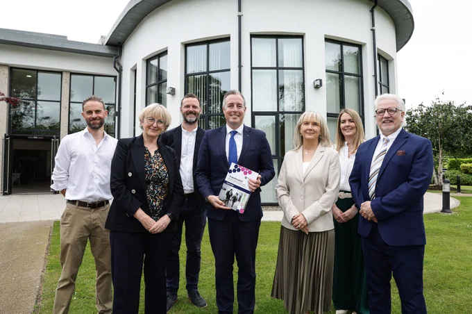 Image of Matthew Best, Greenisland Primary School, Christine Counsell OBE, Chair of the Curriculum Taskforce, Mark Roberts, Carrickfergus Grammar School, Education Minister, Paul Givan, Noeleen Tiffney, St Catherine's College, Karen Irwin, Ballyclare Primary School and Alistair Hamill, Lurgan College.