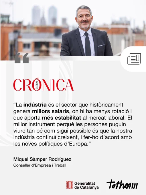 Entrevista del conseller d'Empresa i Treball, Miquel Sàmper, al mitjà Crònica Global.