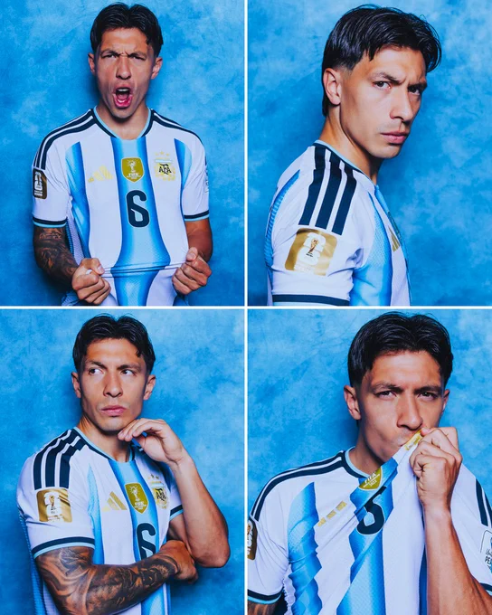 Lisandro Martinez poses in a Argentina shirt ahead of the World Cup.