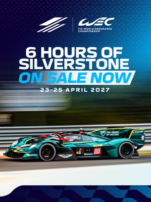 6 Hours of Silverstone race tickets available for April 23-25, 2027 event.