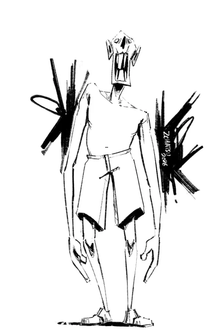 Drawing of a tall and lanky revenant.