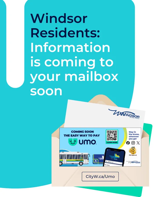 Announcement for Windsor residents about upcoming mail with payment info for UMO service.