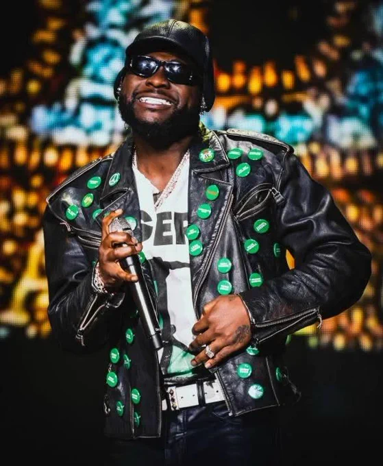 Davido wears jacket bearing names of abducted pupils, teachers in Nigeria for World Cup countdown performance. Credit: X| 5iveAliveWT