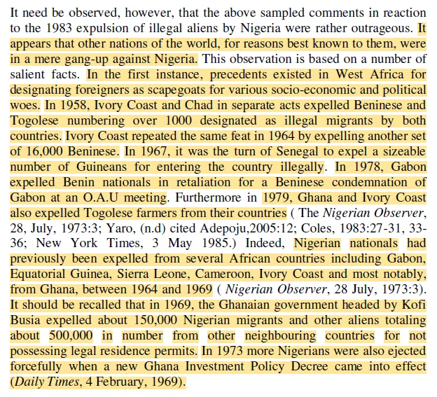 Responses to the 1983 Expulsion of Aliens from
Nigeria: A Critique