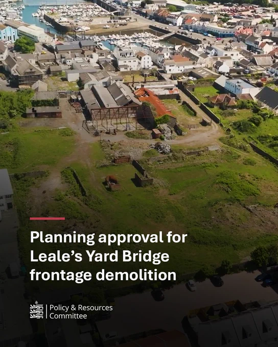 Aerial view of Leale's Yard site.
Text on image: Planning approval for Leale's Yard Bridge frontage demolition
