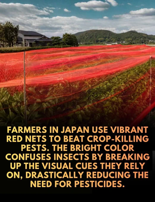 Changing netting to red can cut pesticide use by up to 50%, offering a highly effective, natural crop protection.

Farmers seeking to protect their crops have traditionally relied on black or white netting, but groundbreaking research reveals that switching to red nets may be the key to sustainable farming. 

A study published in Scientific Reports by researchers at the University of Tokyo demonstrates that red netting is significantly more effective at deterring onion thrips—a highly destructive agricultural pest—than traditional black or white nets. 

This optical defense mechanism is rooted in insect color vision, as these pests perceive red light as an obstacle or deterrent, essentially signaling them to keep away without relying on tight, air-restrictive mesh.

The real-world implications of this simple color swap are staggering. In field trials, crops covered by red netting required 25% to 50% less insecticide than uncovered fields.
