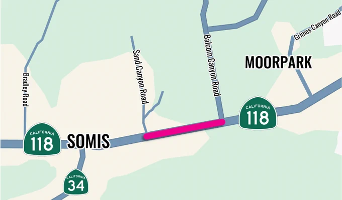 Map location of traffic control. 