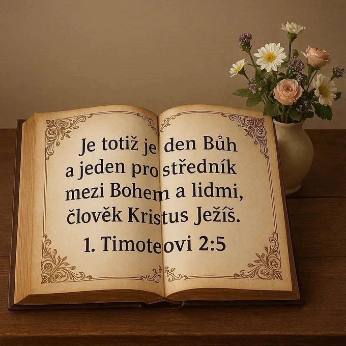Je totiž jeden Bůh
a jeden prostředník
mezi Bohem a lidmi,
člověk Kristus Ježíš.
1. Timoteovi 2:5