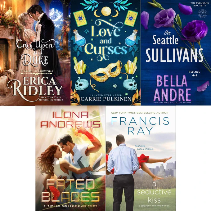 This is the daily book deals graphic, with all 5 of today's covers.