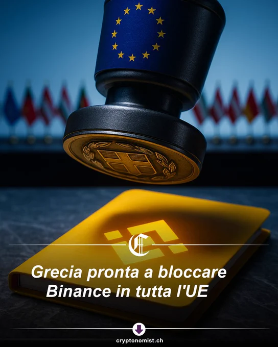 Grecia pronta a bloccare Binance in tutta l'UE