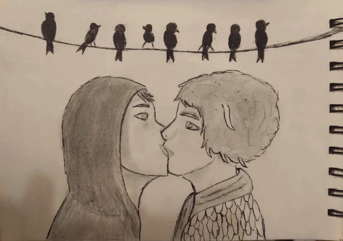 Olivier kissing pomba in front of some birds