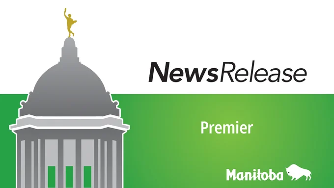Graphic of the Manitoba Legislative Building. Caption: News Release Premier