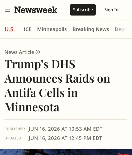 Trump’s DHS Announces Raids on Antifa Cells in Minnesota
