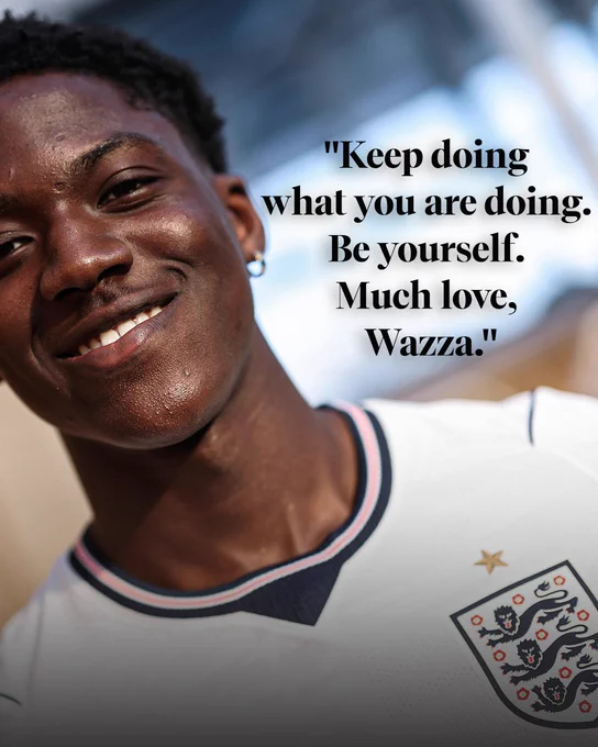 "Keep doing what you are doing. Be yourself. Much love, Wazza."
