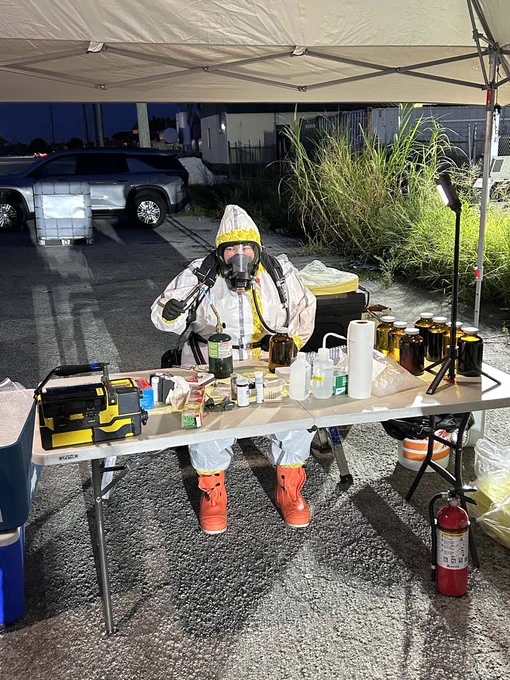 An EPA Southeast Employee conducting sampling