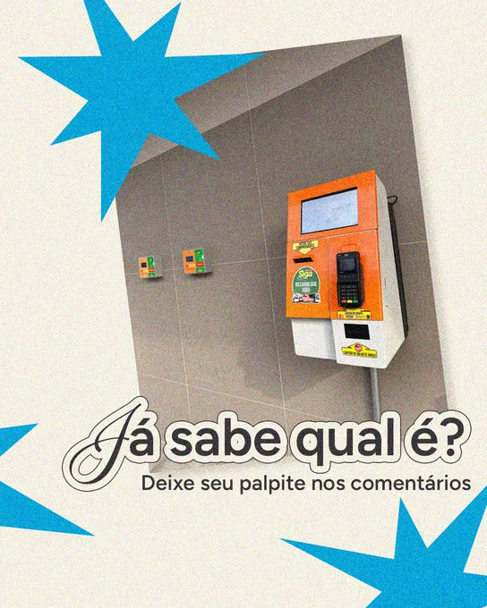 Imagem 4:
Foto de uma máquina de autoatendimento para recarga do Bilhete Único. Texto: “Já sabe qual é? Deixe seu palpite nos comentários”. Logotipos da SPTrans e da Prefeitura de São Paulo presentes ao longo do carrossel.]