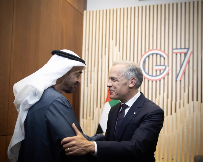 Le premier ministre Carney rencontre le président des Émirats arabes unis, Son Altesse le cheikh Mohamed bin Zayed Al Nahyan, à Évian-les-Bains, en France.