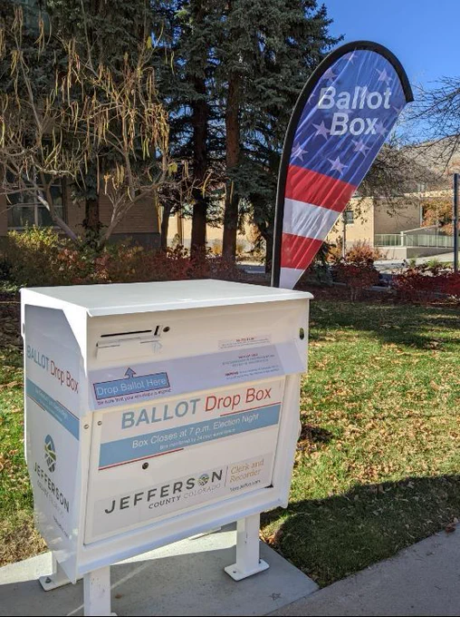 Ballot Box in front of the library.