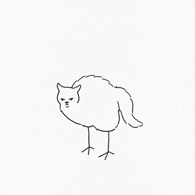 a poorly drawn cat with chicken legs