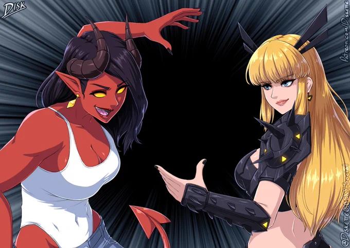Malevola from the hit video game Dispatch and Magik from the hit video game Marvel Rivals (Based on the hit comic book franchise by Marvel Comics).
It's like that one picture of Ryu and Cyclops, you know the one.

You can get stuff early at Patreon.com/Diskette

#Drawing #illustration #Illust #Magik #Malevola #DemonGirl #MarvelComics #MarvelRivals #Marvel #Dispatch #AdHocStudio #Gaming #VideoGames #Anime #Manga #MyArt #FanArt 
