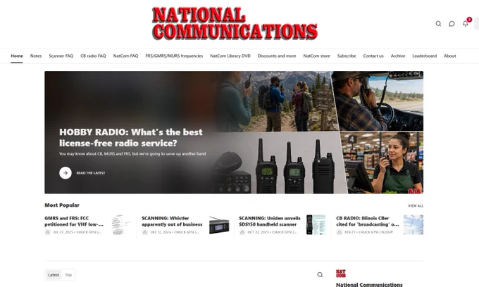 If you're into #HobbyRadio -- #CBradio, #scanning, #FRS, #GMRS, #MURS, #Part15broadcasting, basic #HamRadio, #shortwave, AM/FM/TV #DX and more -- we're for YOU! We offer free and paid subscriptions at NatComMag.com. Get our next article via email or app.